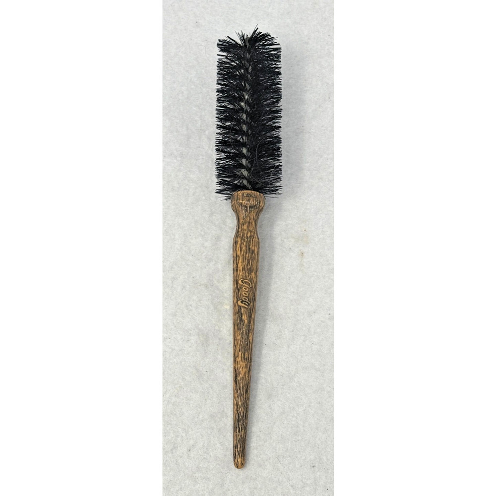 Vintage Goody Micro Mini Round Bristle Hair Brush Used Faux Wood